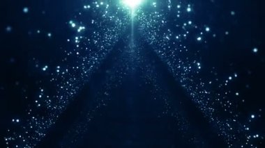 Parçacıklar bokeh toz soyut hareket ışık başlık sinematik arka plan döngü mavi