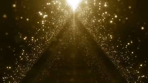 Σωματίδια Χρυσό Bokeh Glitter Απονέμει Σκόνη Αφηρημένη Βρόχο Φόντου — Αρχείο Βίντεο