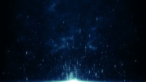 Parçacıklar Mavi Toz Soyut Işık Hareketi Başlıkları Sinematik Arkaplan Döngüsü — Stok video