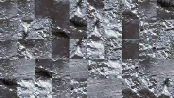 Абстрактне Відео Мозаїчних Текстур Фрагментів Цементної Стіни Чорній Блискучій Фарбі — стокове відео