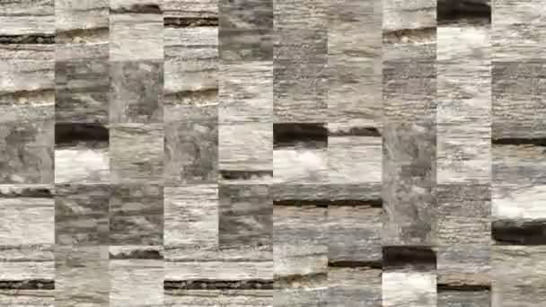 Vidéo abstraite de textures de mosaïque à partir d'éléments d'une vieille planche de bois craquelé brun. Conception de fond. En toile de fond. Papier peint .