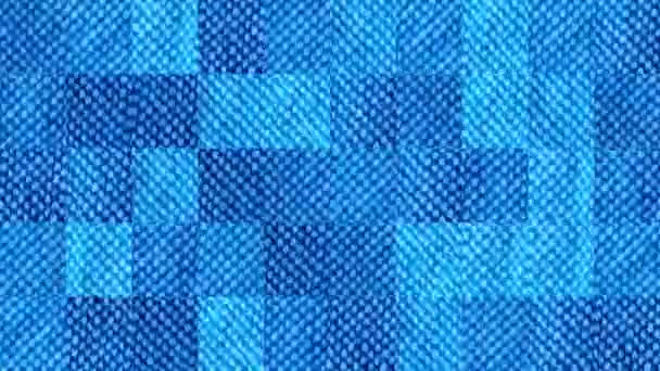 Abstract Video Mosaic Textures Elements Blue Fabric Small Hem Background — Stock Video