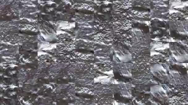 Abstract Video Mosaic Textures Fragments Cement Wall Black Shiny Paint — Stock Video
