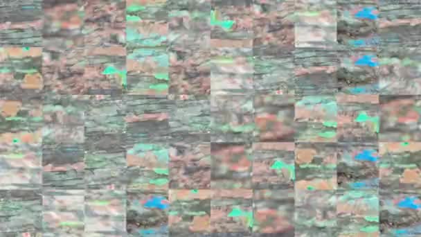 Abstrakcyjny Film Tekstury Mozaiki Elementów Brązowej Starej Deski Łuszczącej Się — Wideo stockowe