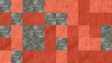 Turuncu mavi gri kumaş parçalarından mozaik dokuların soyut videosu. Arkaplan tasarımı. Arkaplan. Duvar Kağıdı.