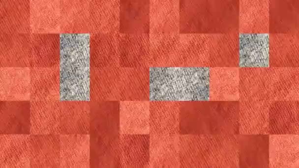 Abstrakcyjny Film Tekstury Mozaiki Fragmentów Pomarańczowo Niebiesko Szarej Tkaniny Kontekst — Wideo stockowe