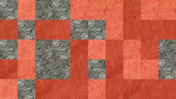 Vidéo Abstraite Textures Mosaïque Partir Fragments Tissu Gris Bleu Orangé — Video