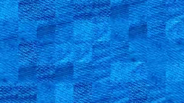 Abstract Video Mosaic Textures Elements Blue Crumpled Fabric Small Scar — Stock Video