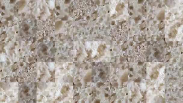 Abstract Vídeo Mosaic Textures Crumb Elements Gray Bread Design Fundo — Vídeo de Stock