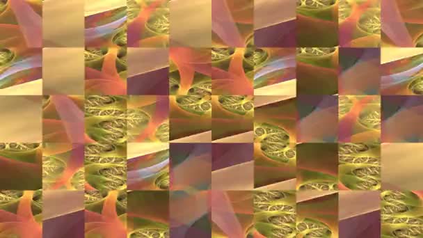 Vídeo Abstracto Texturas Mosaico Fragmentos Una Imagen Fractal Multicolor Amarilla — Vídeo de stock