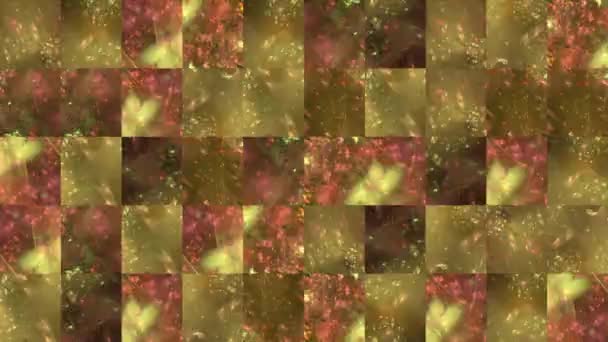 Video Astratto Texture Mosaico Frammenti Immagine Frattale Verde Brillante Rossa — Video Stock