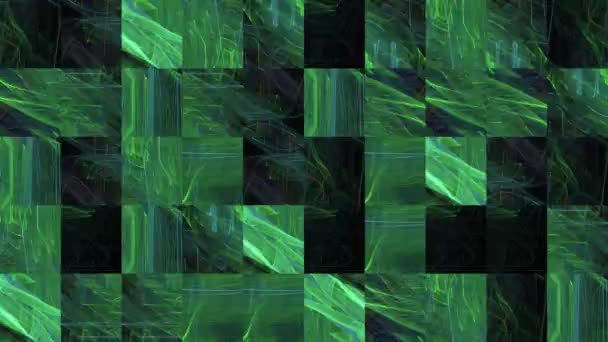 Abstrakcyjne Wideo Tekstury Mozaiki Wykonane Elementów Fraktalnego Obrazu Zielonych Fal — Wideo stockowe