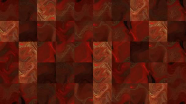 Abstract Vídeo Mosaic Textures Made Red Waves Fractal Image Elements — Vídeo de Stock