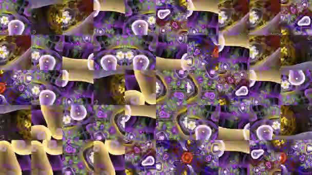 Abstract Vídeo Mosaic Textures Elements Purple Multi Colored Bright Fractal — Vídeo de Stock