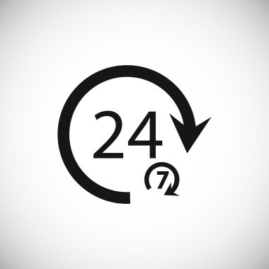 Karakter 24 7 işareti simgesi