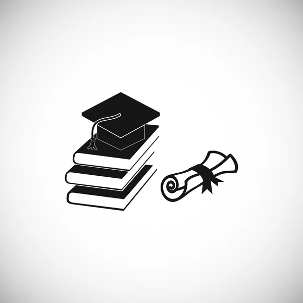 Mezuniyet kap, kitaplar ve diploma simgesi