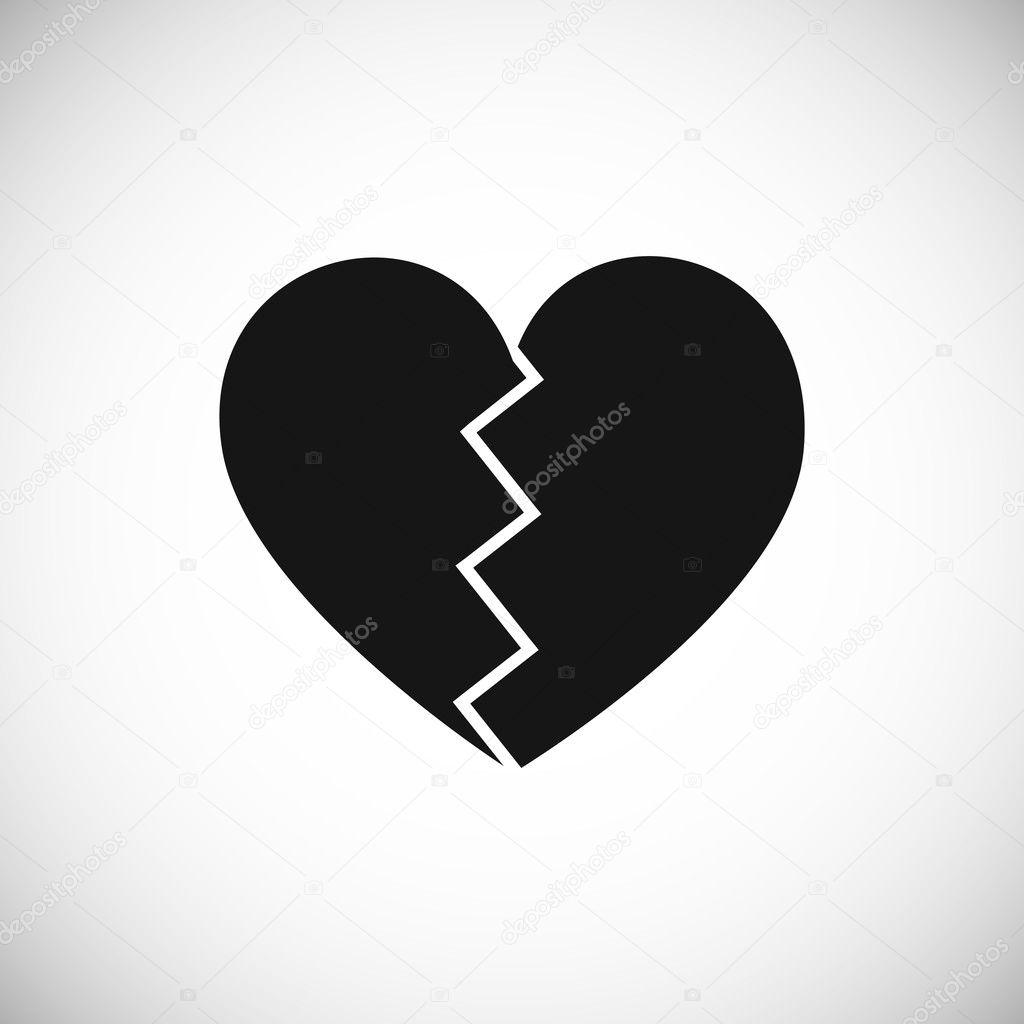 Broken heart icon on white 