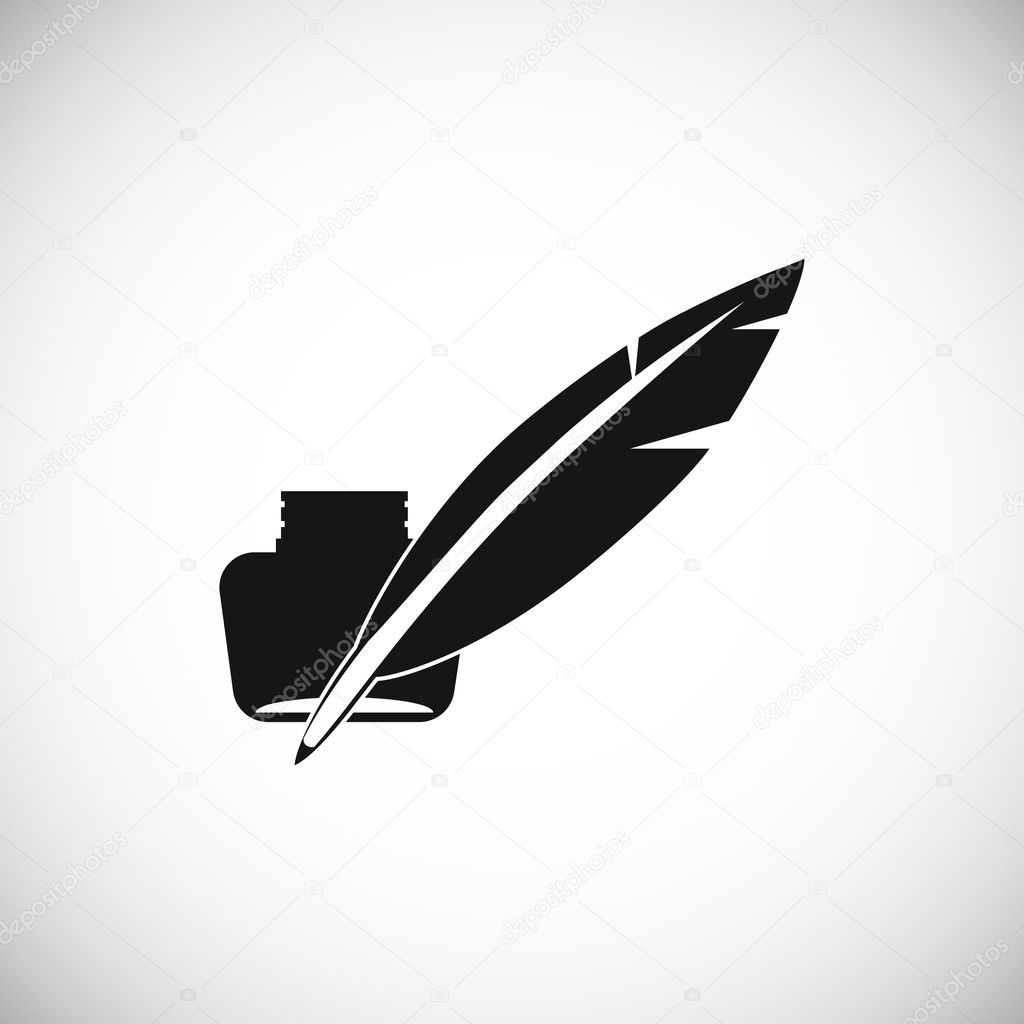 feather and ink bottle icon