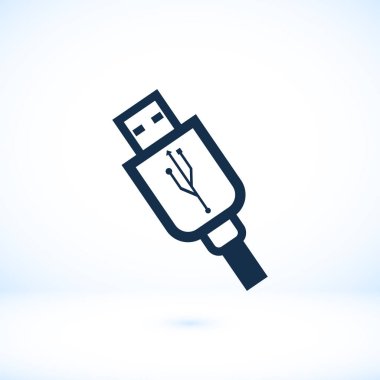 USB düz beyaz simgesine 