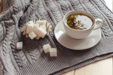 rafine şeker Kupası ile çay