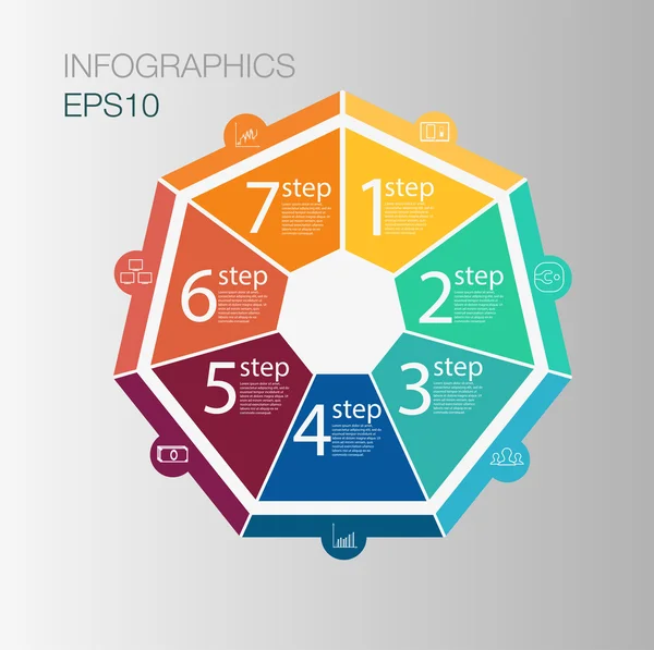 Affärs cirkel infografik koncept. Vektor cirkel element för infographic. Mall infografik 7 position, steg. — Stock vektor