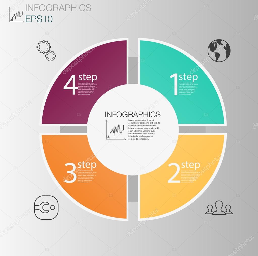 Business circle infographic concept. Vector circle elements for infographic. Template infographic 4 position, steps. 