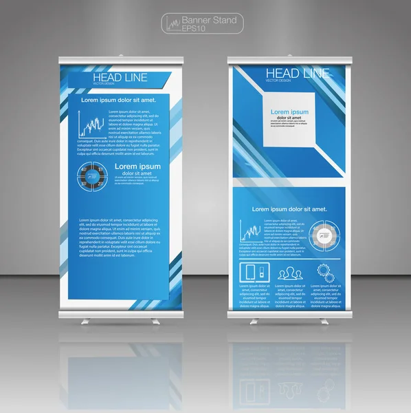 Roll Up Banner Stand, template e info gráficos, design de banner stand. Vetor . —  Vetores de Stock