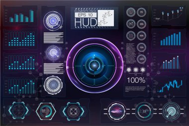 Hud arka plan dış uzaya. Infographic öğeleri. Dijital veri, iş arka plan. Infographic öğeleri. Fütüristik kullanıcı arabirimi.