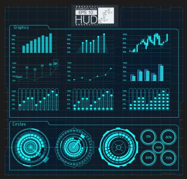 Hud arka plan dış uzaya. Infographic öğeleri. Dijital veri, iş arka plan. Infographic öğeleri. Fütüristik kullanıcı arabirimi.