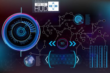 Fütüristik kullanıcı arabirimi. Hud UI. Soyut sanal grafik değmek kullanıcı arayüzey. Hud arka plan dış uzaya. Vektör bilim soyut. Vektör çizim.