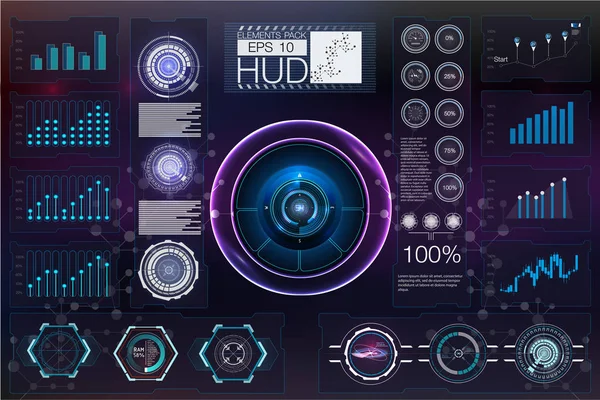 HUD fond espace extérieur. Éléments d'infographie.Données numériques, fond abstrait d'entreprise. Éléments d'infographie. Interface utilisateur futuriste . — Image vectorielle