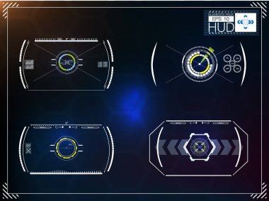 Set of futuristic blue infographics as head-up display. Display navigation elements for the web and app. Futuristic user interface. Virtual graphic. Vector. clipart