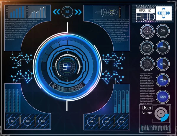 HUD fundo espaço exterior. Elementos infográficos.Dados digitais, business abstract background. Elementos infográficos. Interface de usuário futurista . —  Vetores de Stock