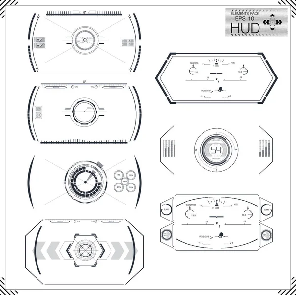 Set of futuristic blue infographics as head-up display. Display navigation elements for the web and app. Futuristic user interface. Virtual graphic. Vector. — Stock Vector