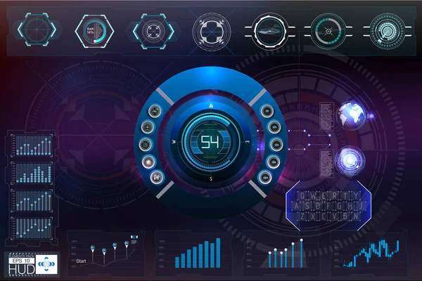 Abstrakter Hintergrund mit verschiedenen Elementen des Hud. hud elements, graph.vector illustration.head-up display elements für infografische Elemente. — Stockvektor