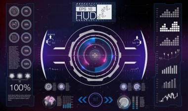 Soyut Hud. Fütüristik Sci Fi Modern kullanıcı arabirimi kümesi. 