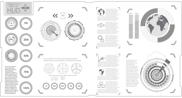 HUD fond espace extérieur. Éléments d'infographie.Données numériques, fond abstrait d'entreprise. Éléments d'infographie. Un vecteur futuriste. Style blanc . — Image vectorielle