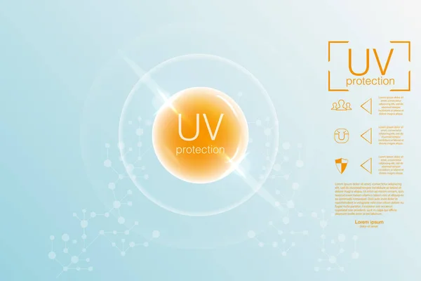 Protezione UV. Crema solare ultravioletta . — Vettoriale Stock