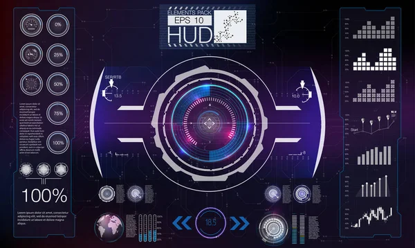 Αφηρημένη Hud. Φουτουριστικό Sci Fi σύγχρονο περιβάλλον εργασίας χρήστη σύνολο. — Διανυσματικό Αρχείο