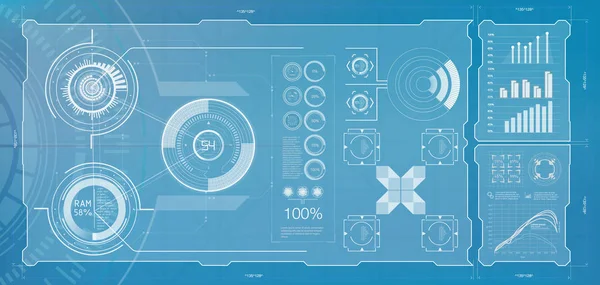 HUD abstracto. Ilustración vectorial para su diseño. Contexto tecnológico . — Archivo Imágenes Vectoriales