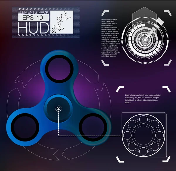 Spinner infographic,HUD elements spinner. Futuristic user interface. — Stock Vector