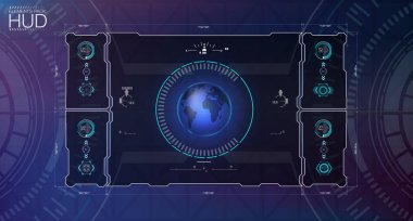 Gökyüzü-fi kullanıcı intarface ayarlayın. Fütüristik dokunmatik kullanıcı arabirimi hedef. Futuristik konsepti ile arka plan.