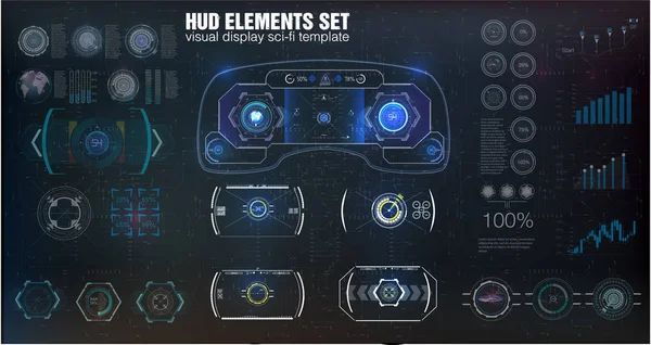 Futuristická VR Head-up Display Design. Sci-Fi helma HUD. Design displeje budoucí technologie. — Stockový vektor