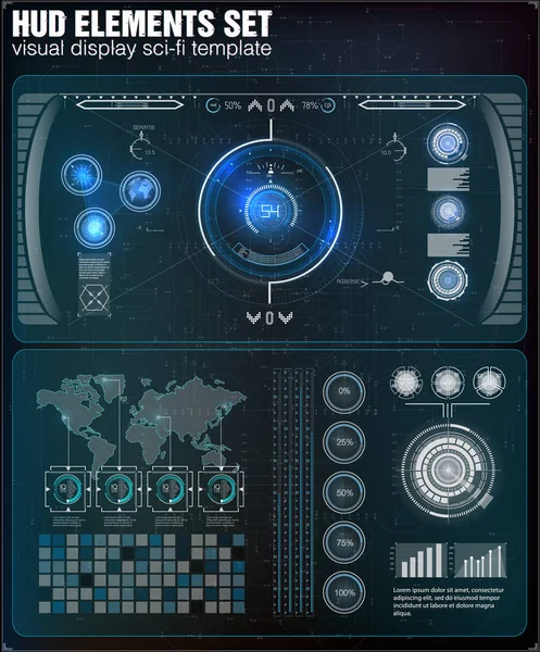 Futuristické uživatelské rozhraní. HUD Ui. Abstraktní virtuální grafické dotykové uživatelské rozhraní. Infografiku. Vektor abstraktní vědy. Vektorové ilustrace. — Stockový vektor