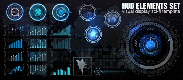 HUD UI. Abstract virtual graphic touch user interface. Infographic. Vector science abstract.  Vector illustration. Futuristic user interface.Graphic display control the pallet rocket. Sky-fi HUD. Vect — Stock Vector
