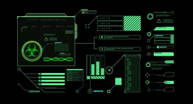 Arayüz ögeleri HUD, UI, GUI. Vektör Çağrı Başlıkları ayarlandı. Gelecekçi arama bar etiketleri, bilgi kutusu çubukları ve modern dijital bilgi kutuları şablonları. Başlıkları HUD biçiminde çağırır.