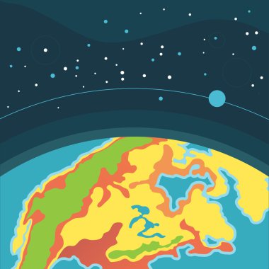 Uzayda Dünya'ya. Evren gezegen ile kozmik arka plan.