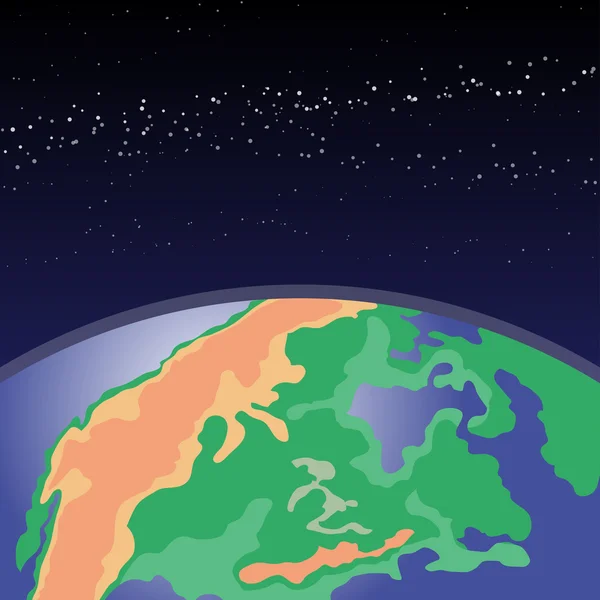 Jorden i yttre rymden. Kosmiska bakgrund med planeten i universum. — Stock vektor