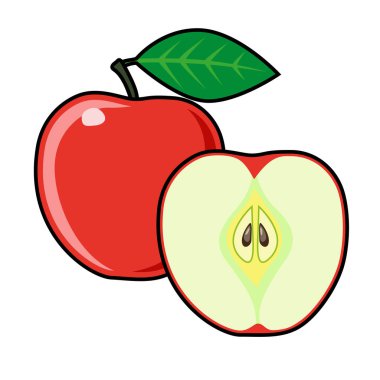 Beyaz bir arka plan üzerinde elma. Dilimlenmiş meyve. 