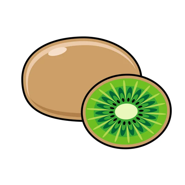 Kiwi su sfondo bianco. Frutta affettata . — Vettoriale Stock